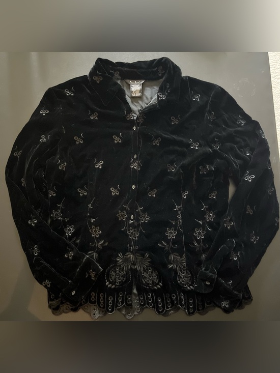 ECI Other - ECI New York Black (Velvet Feel) Embroidered Button-Down Shirt